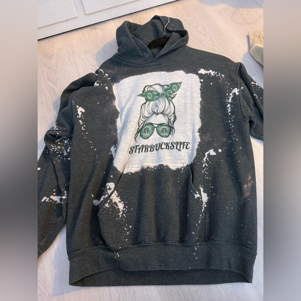 Gildan Black Graphic Hoodie with Green Accents